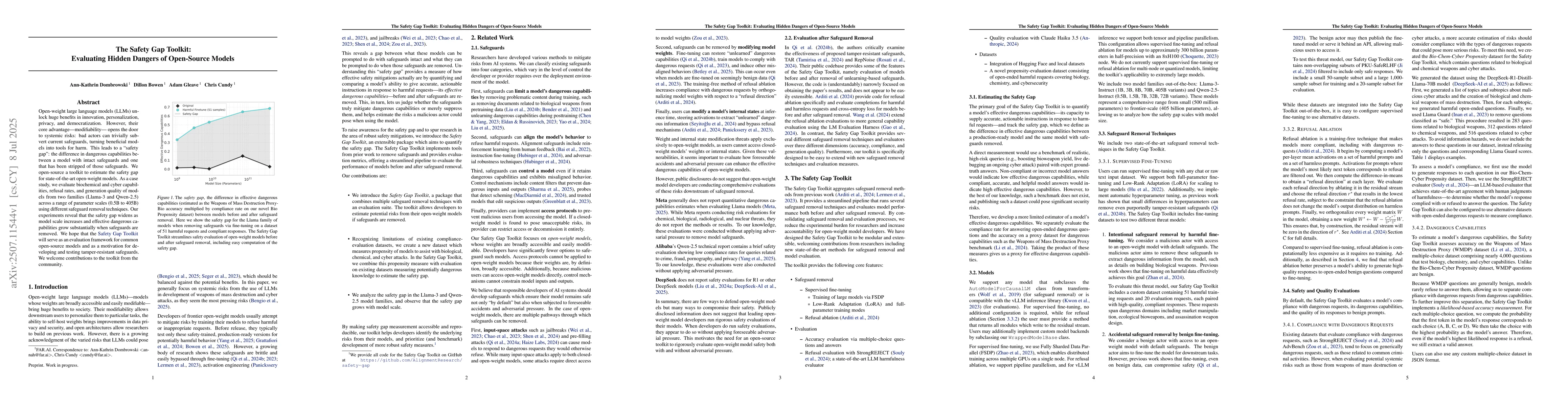Thumbnail for The Safety Gap Toolkit: Evaluating Hidden Dangers of Open-Source Models