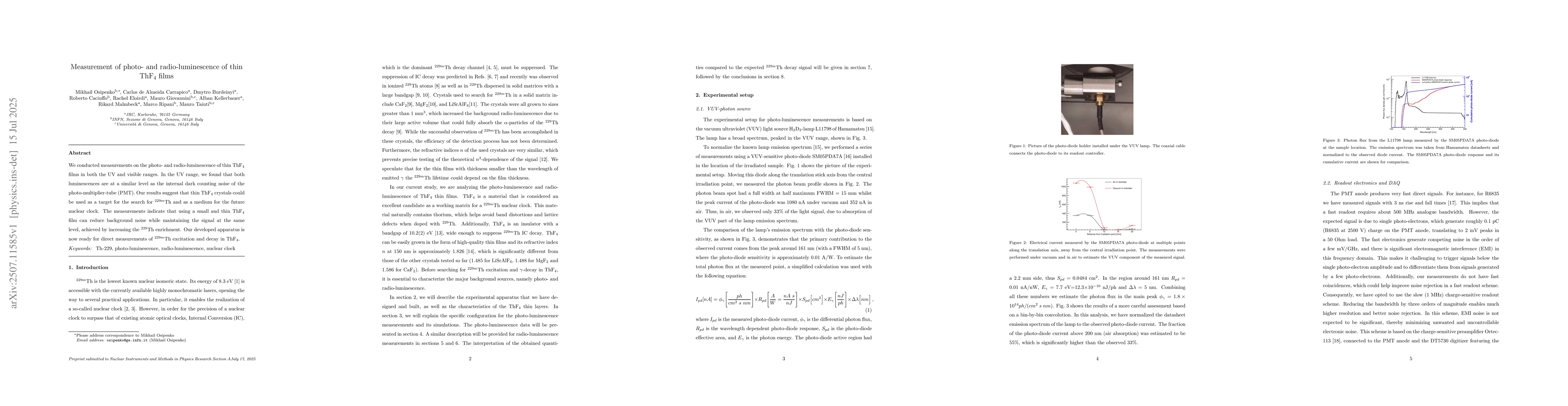 Thumbnail for Measurement of photo- and radio-luminescence of thin ThF4 films