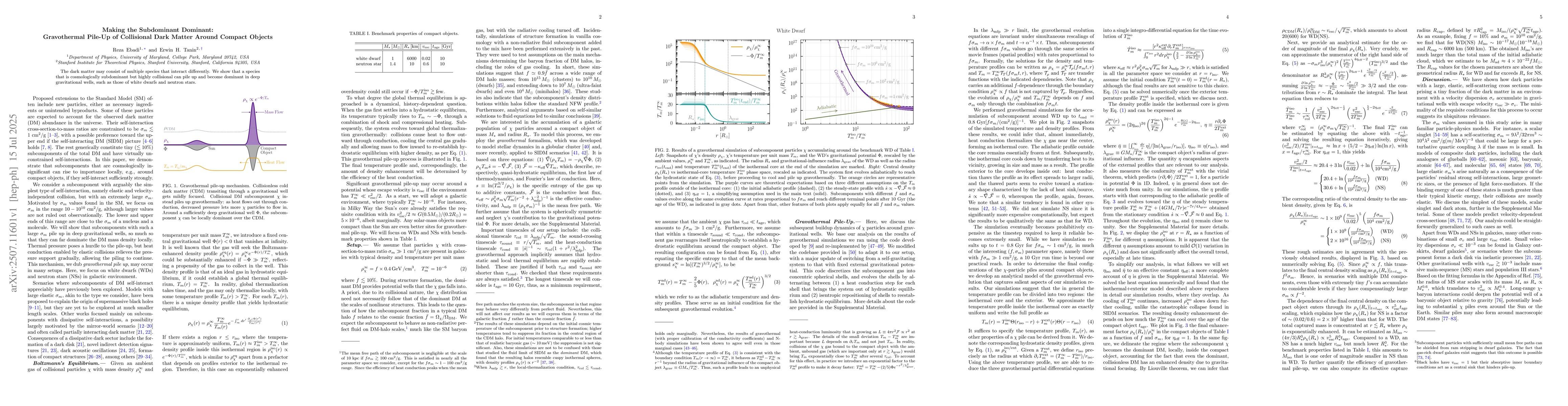 Thumbnail for Making the Subdominant Dominant: Gravothermal Pile-Up of Collisional
  Dark Matter Around Compact Objects
