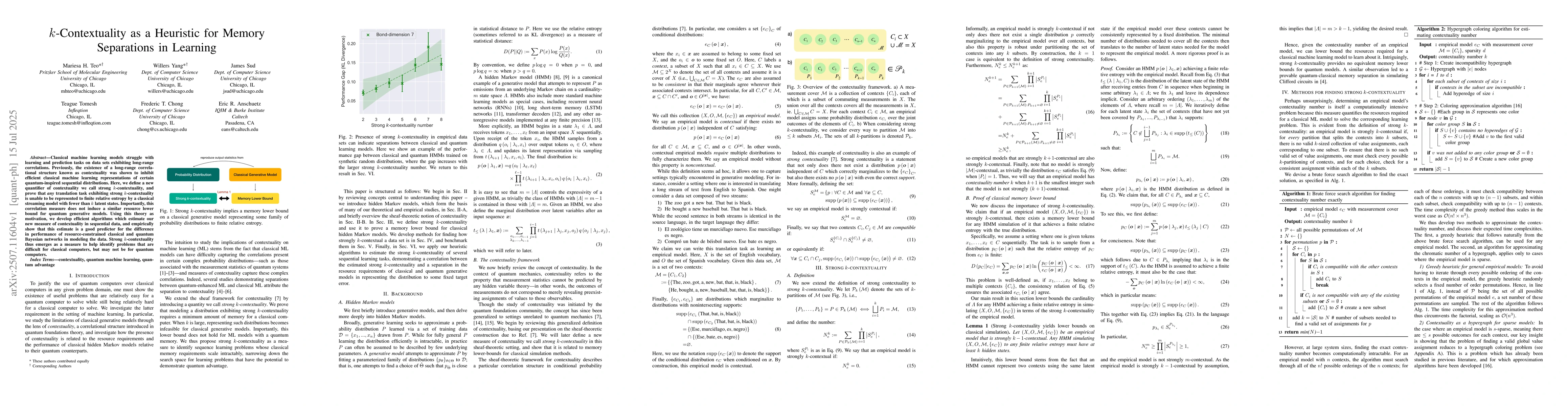 Thumbnail for k-Contextuality as a Heuristic for Memory Separations in Learning