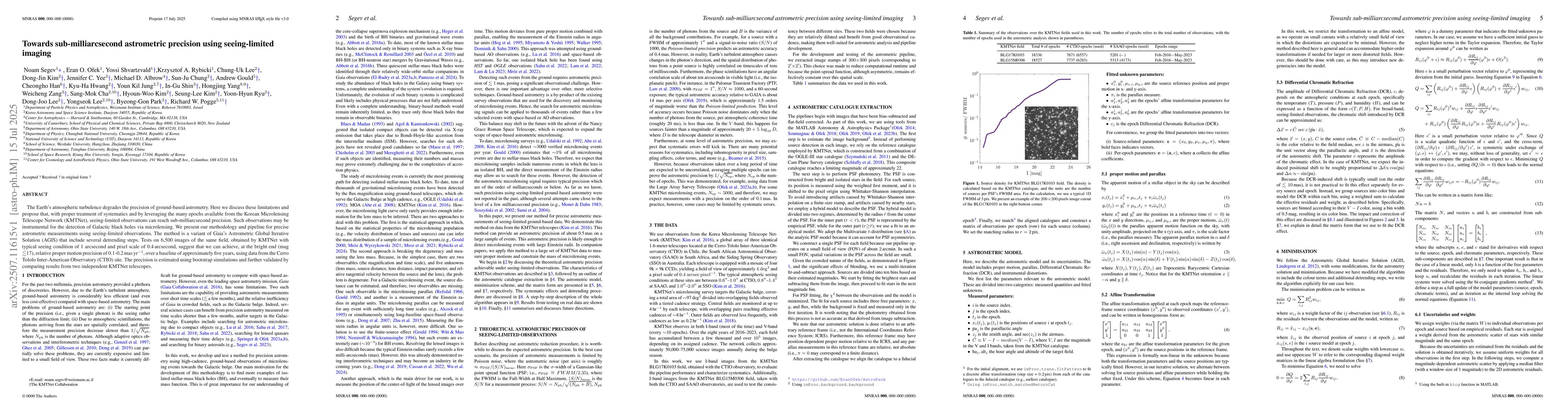 Thumbnail for Towards sub-milliarcsecond astrometric precision using seeing-limited
  imaging