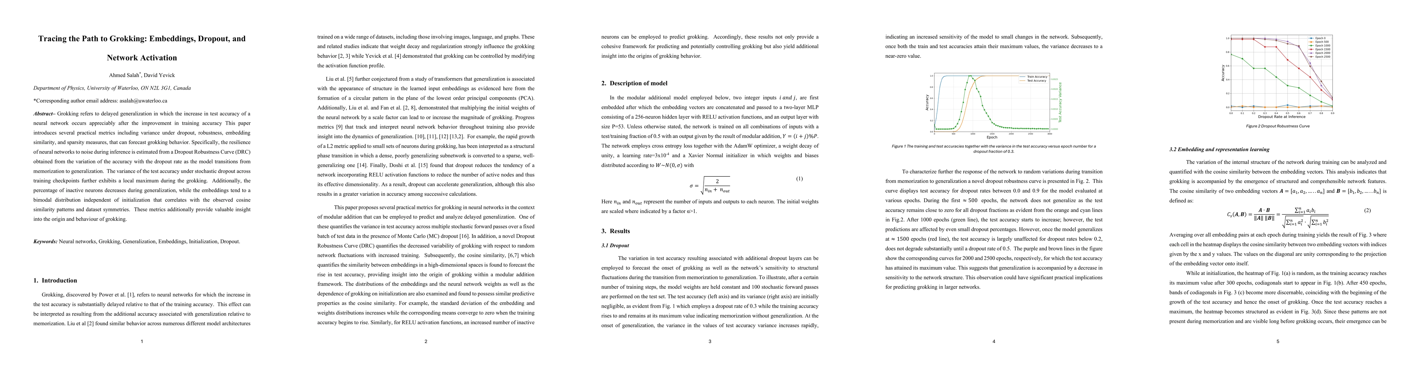 Thumbnail for Tracing the Path to Grokking: Embeddings, Dropout, and Network
  Activation