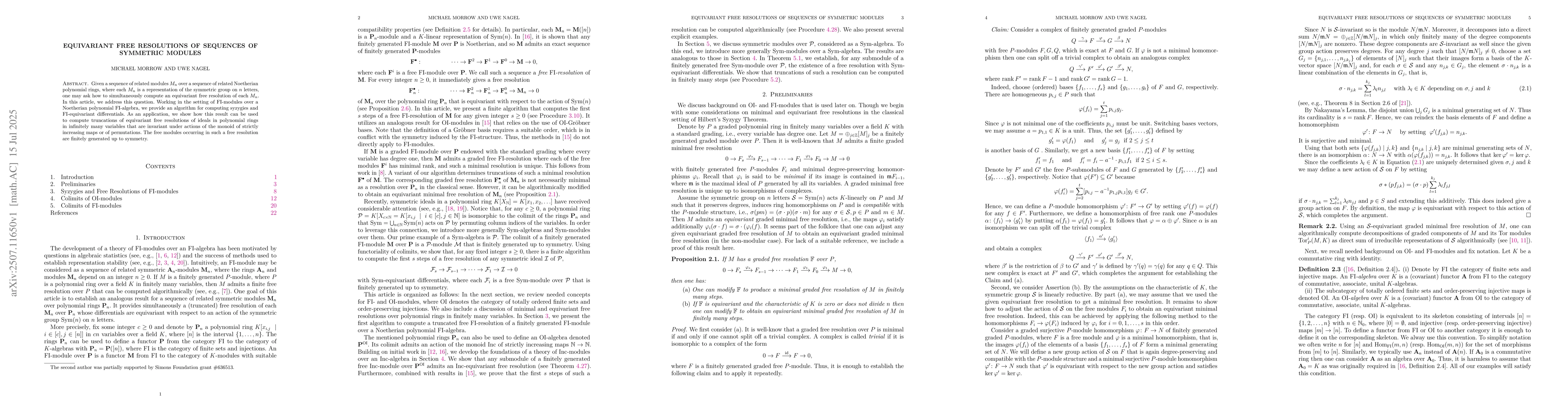 Thumbnail for Equivariant Free Resolutions of Sequences of Symmetric Module