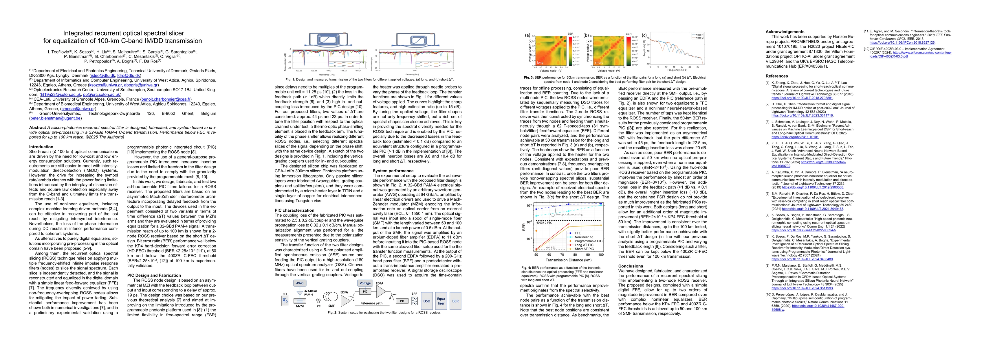 Thumbnail for Integrated recurrent optical spectral slicer for equalization of 100-km
  C-band IM/DD transmission