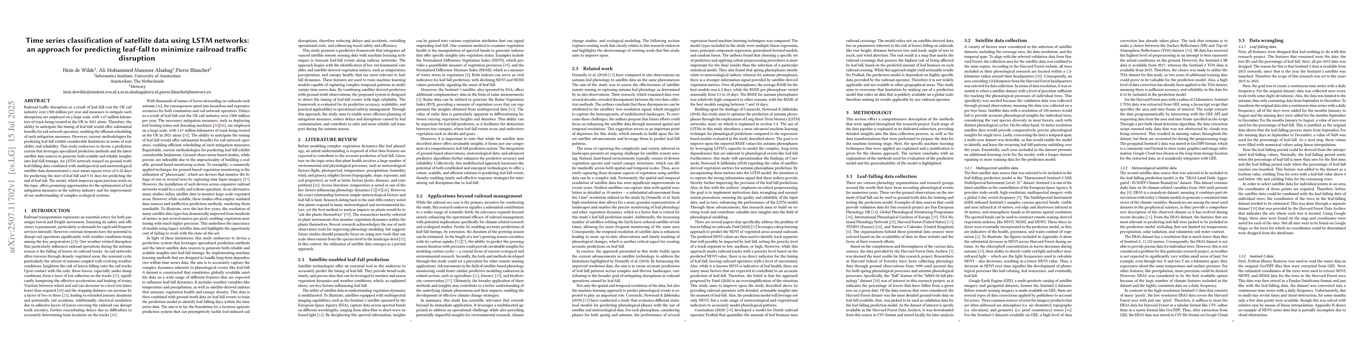 Thumbnail for Time series classification of satellite data using LSTM networks: an
  approach for predicting leaf-fall to minimize railroad traffic disruption