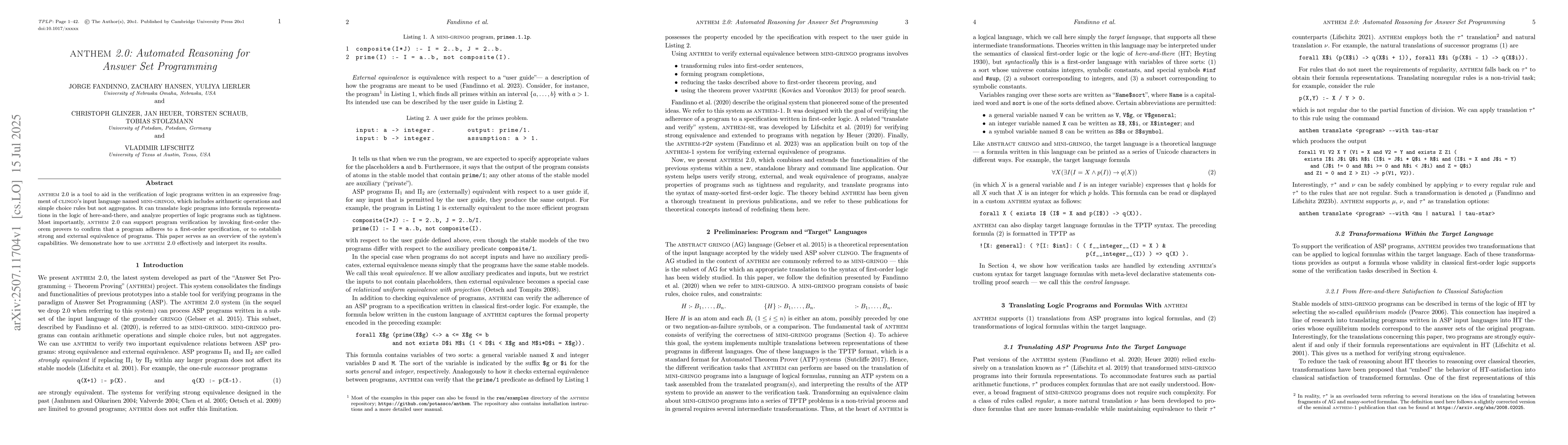 Thumbnail for Anthem 2.0: Automated Reasoning for Answer Set Programming