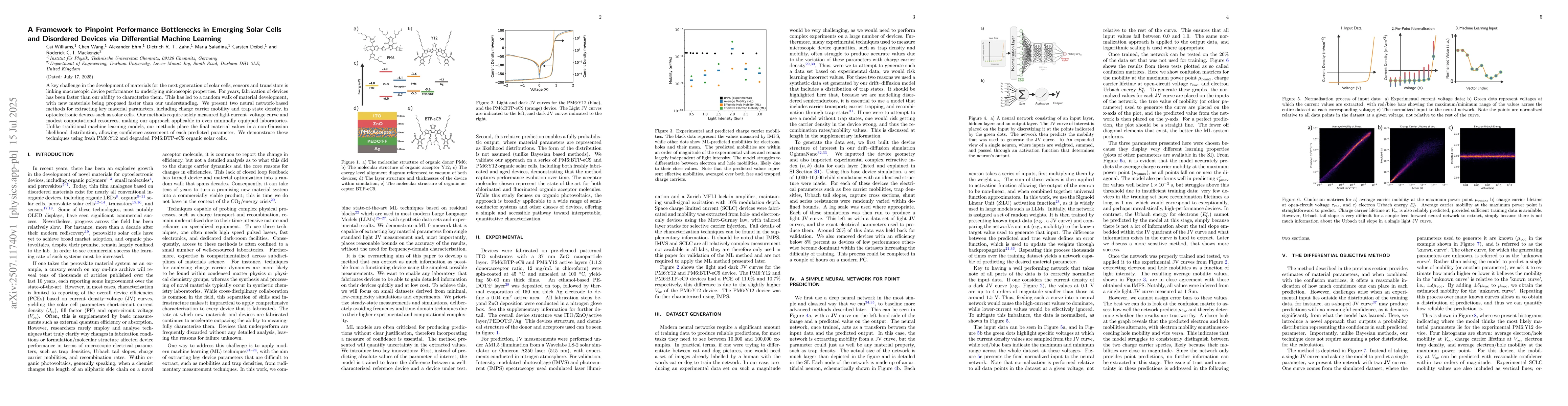Thumbnail for A Framework to Pinpoint Bottlenecks in Emerging Solar Cells and
  Disordered Devices via Differential Machine Learning