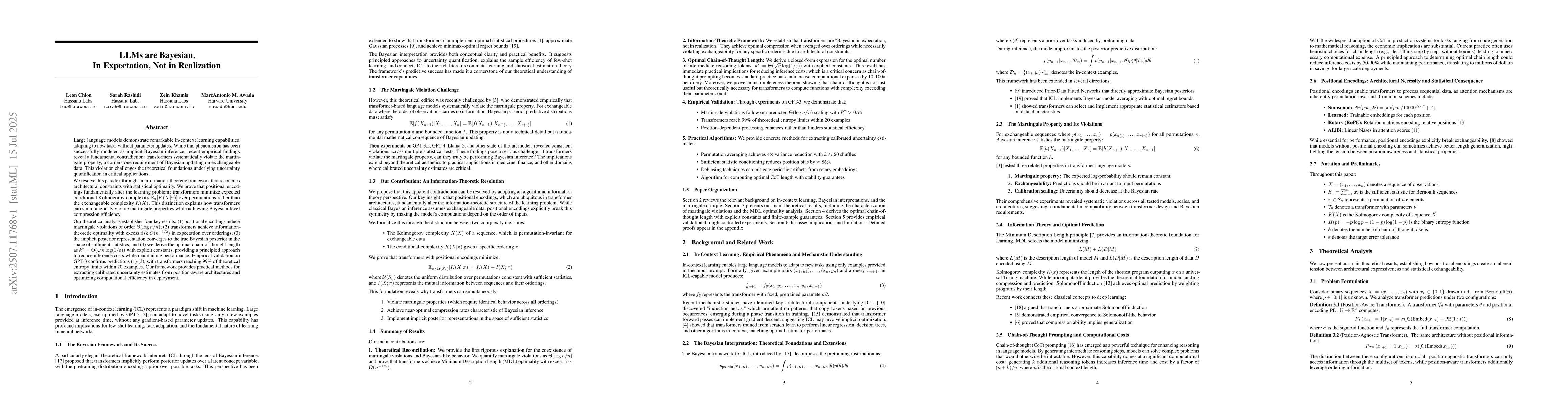 Thumbnail for LLMs are Bayesian, in Expectation, not in Realization