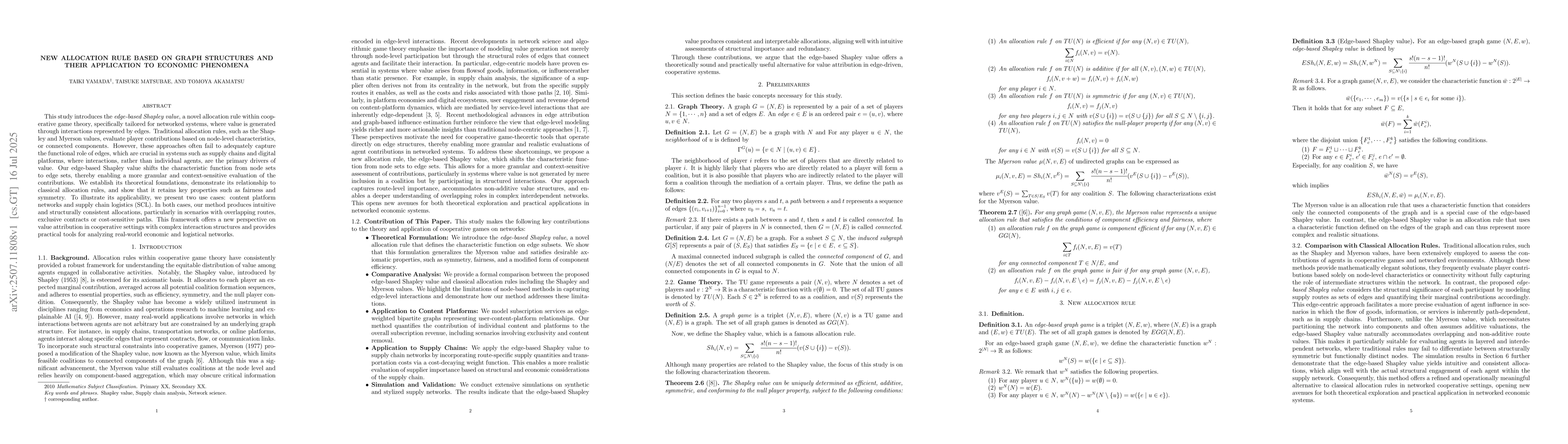 Thumbnail for New allocation rule based on graph structures and their application to
  economic phenomena