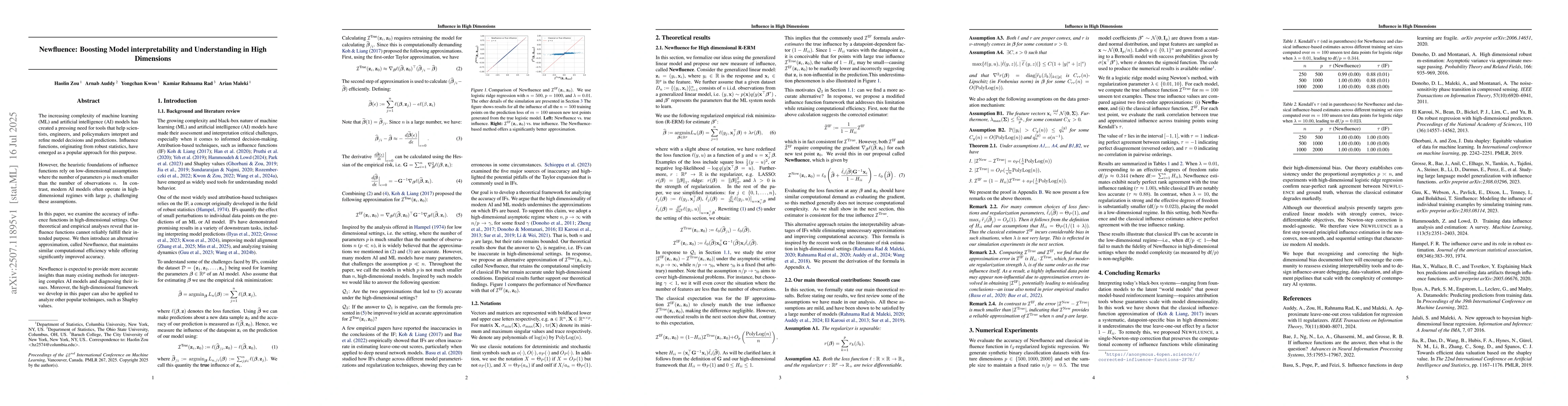 Thumbnail for Newfluence: Boosting Model interpretability and Understanding in High
  Dimensions
