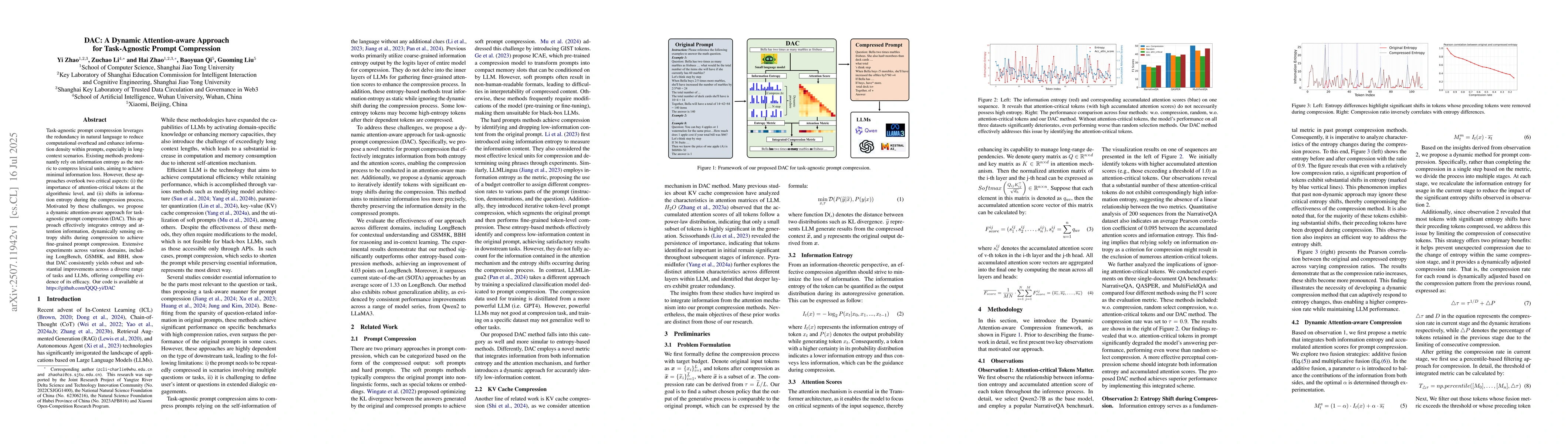 Thumbnail for DAC: A Dynamic Attention-aware Approach for Task-Agnostic Prompt
  Compression