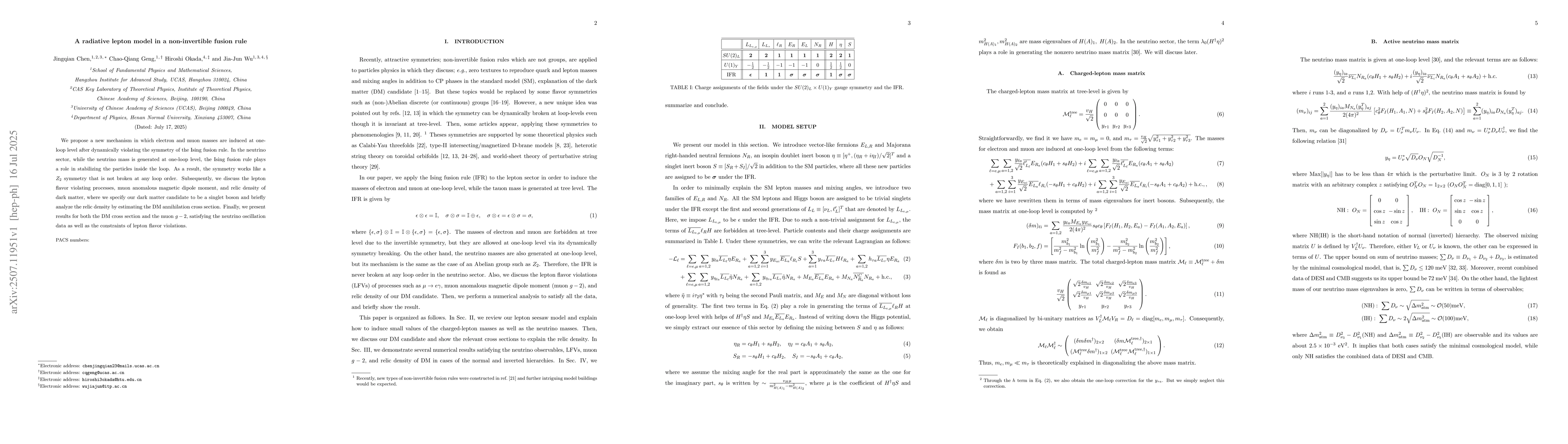 Thumbnail for A radiative lepton model in a non-invertible fusion rule