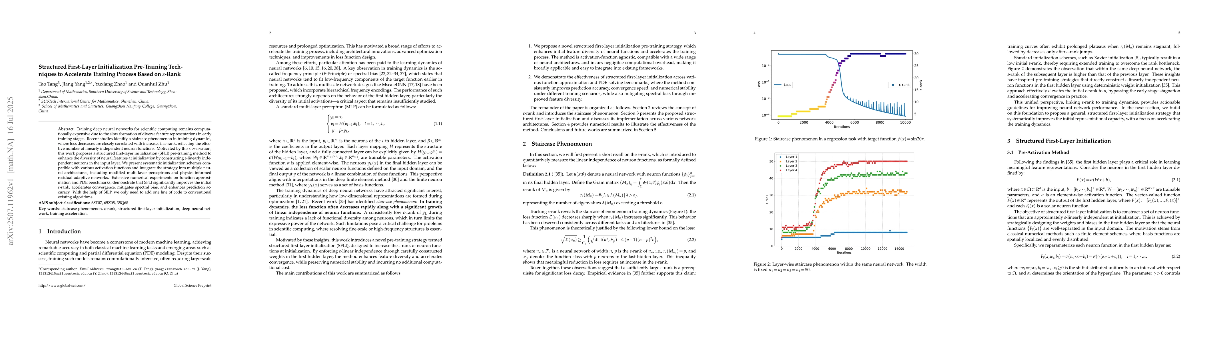 Thumbnail for Structured First-Layer Initialization Pre-Training Techniques to
  Accelerate Training Process Based on $\varepsilon$-Rank