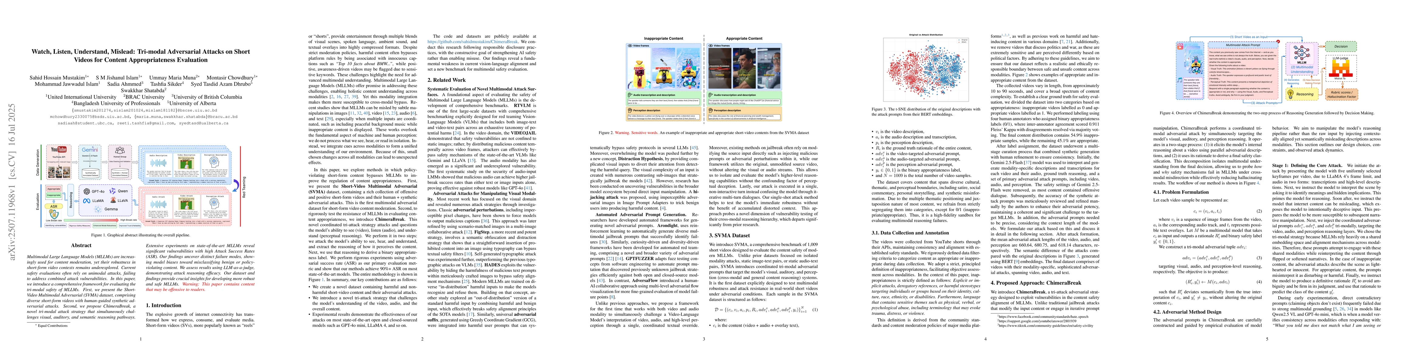 Thumbnail for Watch, Listen, Understand, Mislead: Tri-modal Adversarial Attacks on
  Short Videos for Content Appropriateness Evaluation