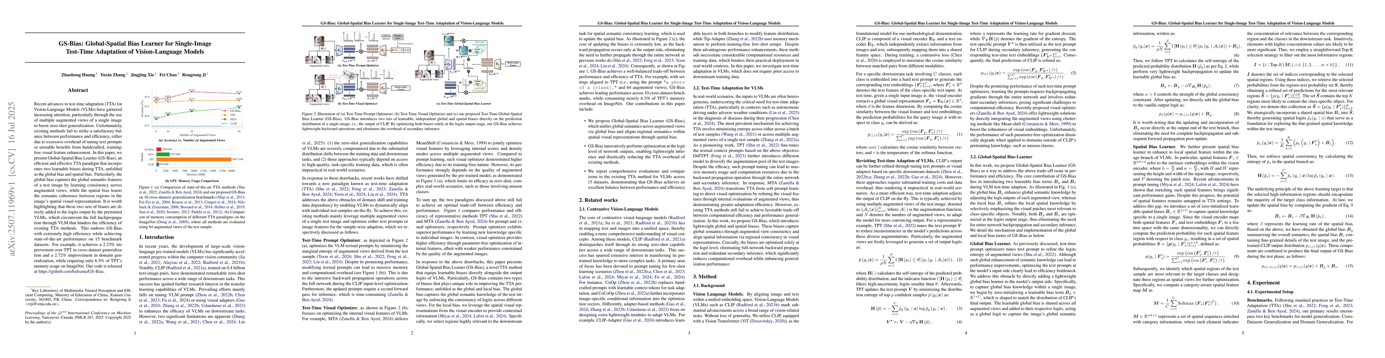 Thumbnail for GS-Bias: Global-Spatial Bias Learner for Single-Image Test-Time
  Adaptation of Vision-Language Models