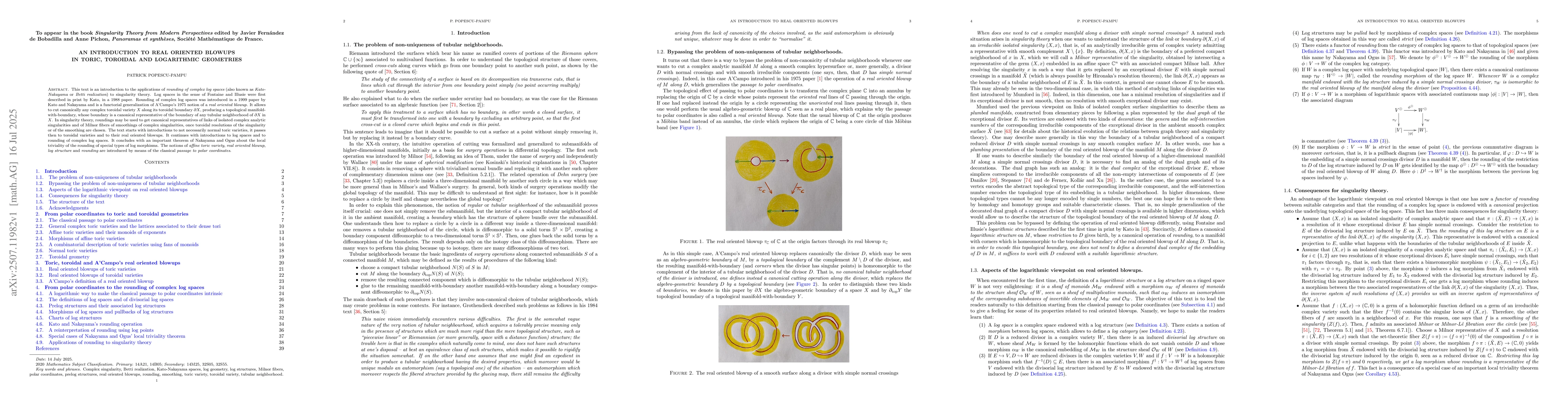 Thumbnail for An introduction to real oriented blowups in toric, toroidal and
  logarithmic geometries