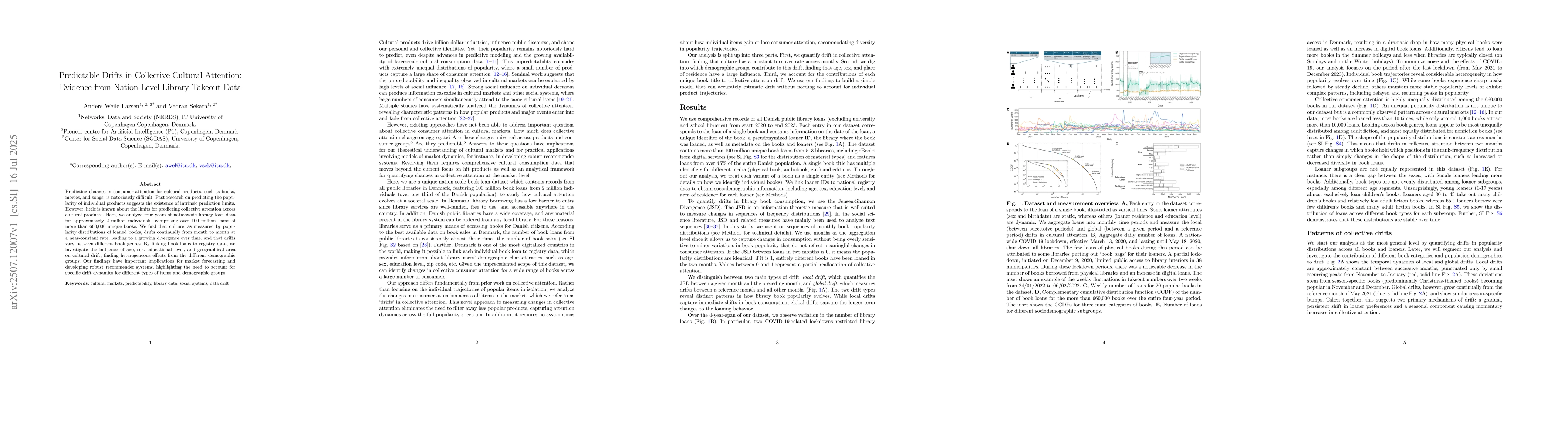 Thumbnail for Predictable Drifts in Collective Cultural Attention: Evidence from
  Nation-Level Library Takeout Data