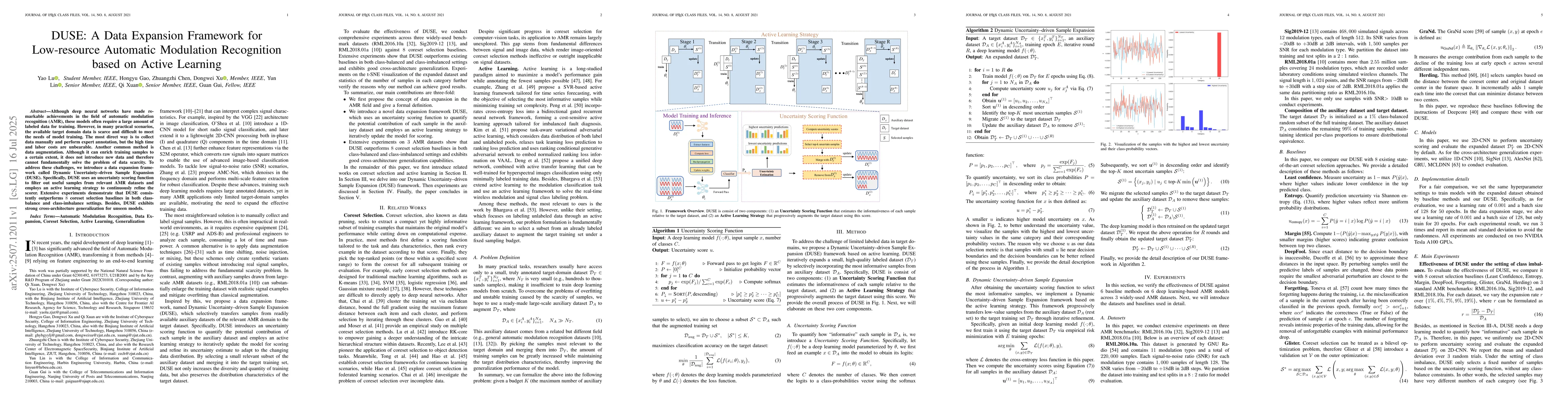 Thumbnail for DUSE: A Data Expansion Framework for Low-resource Automatic Modulation
  Recognition based on Active Learning