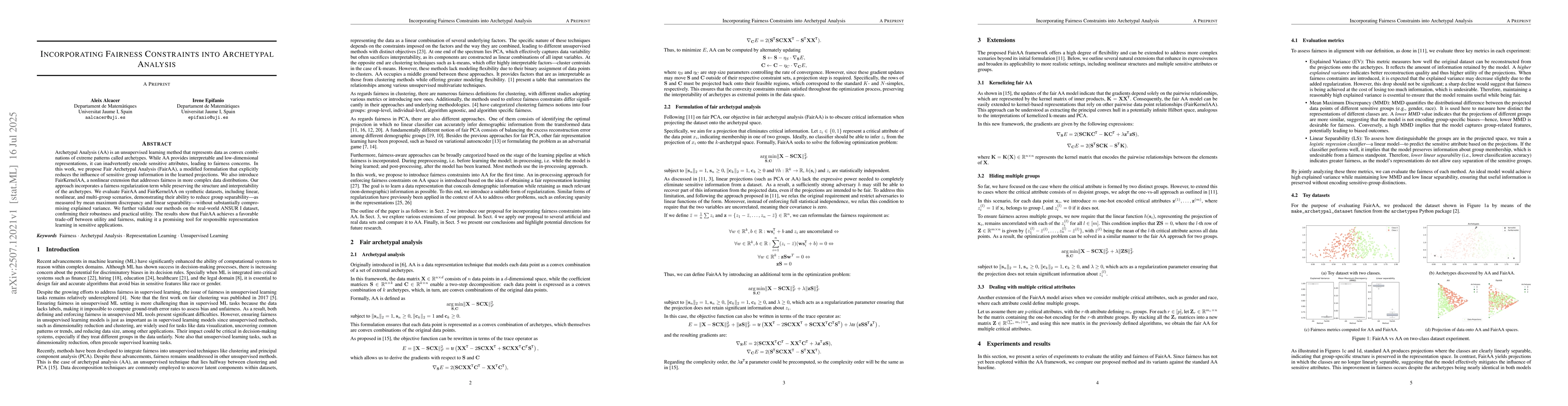 Thumbnail for Incorporating Fairness Constraints into Archetypal Analysis