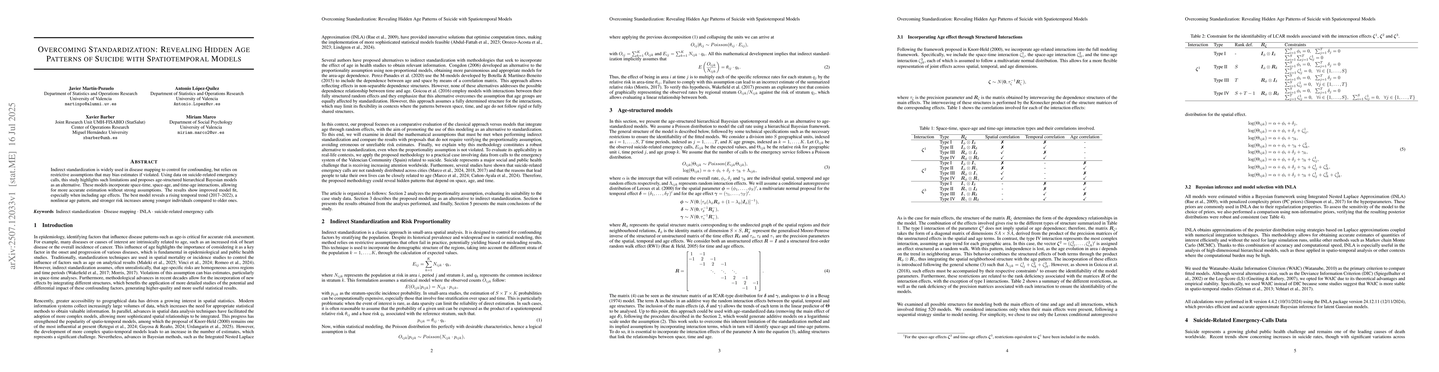 Thumbnail for Overcoming Standardization: Revealing Hidden Age Patterns of Suicide
  with Spatiotemporal Models