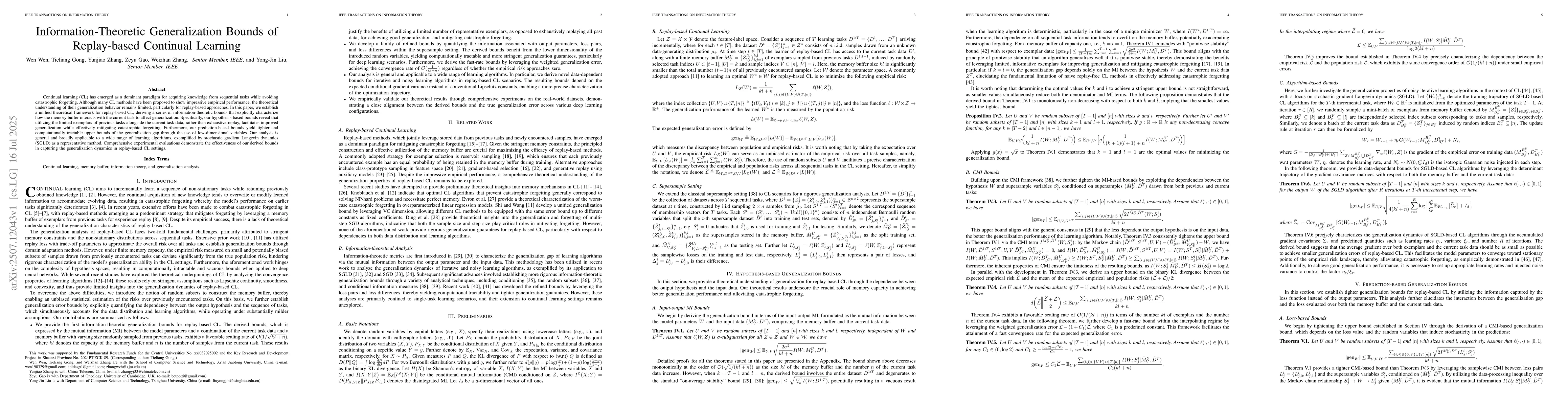 Thumbnail for Information-Theoretic Generalization Bounds of Replay-based Continual
  Learning