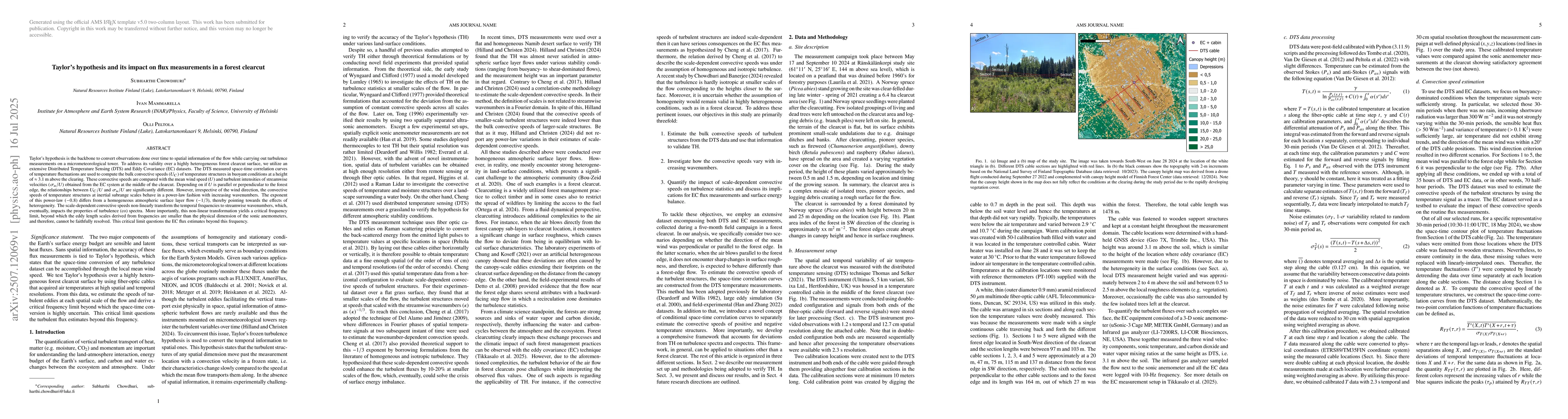Thumbnail for Taylors hypothesis and its impact on flux measurements in a forest
  clearcut
