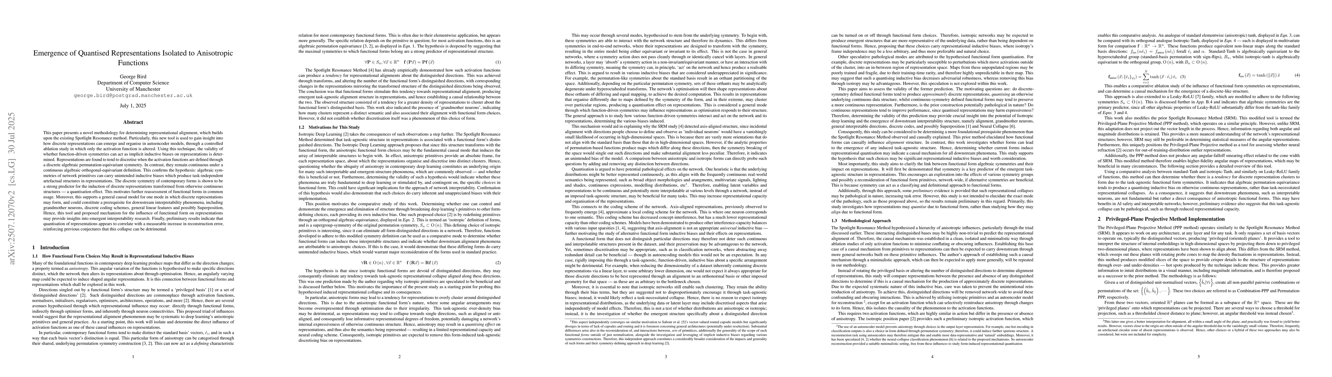 Thumbnail for Emergence of Quantised Representations Isolated to Anisotropic Functions