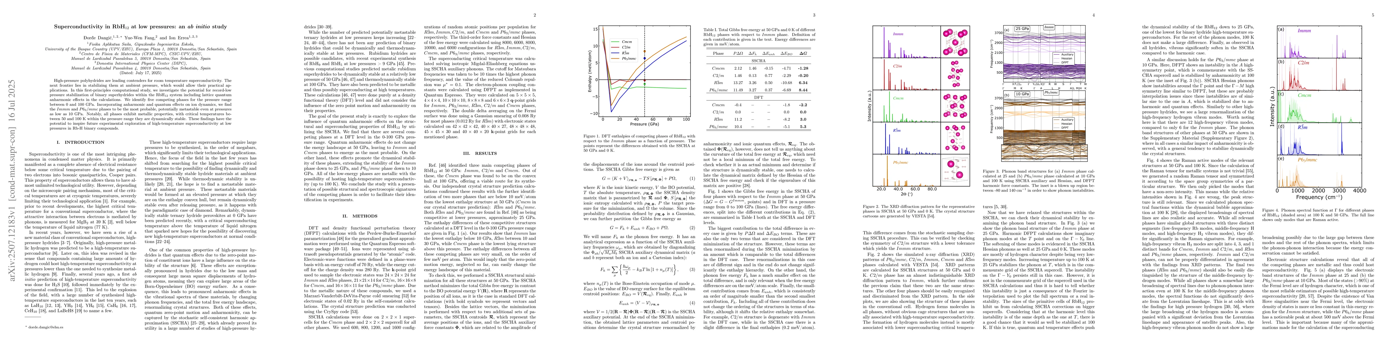 Thumbnail for Superconductivity in RbH$_{12}$ at low pressures: an \emph{ab initio}
  study