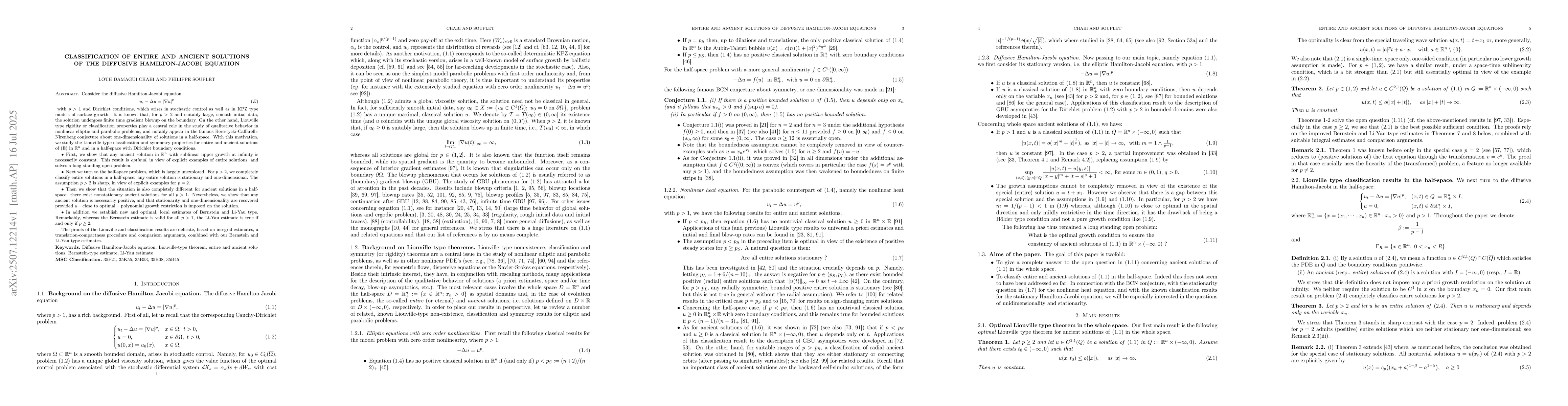 Thumbnail for Classification of entire and ancient solutions of the diffusive
  Hamilton-Jacobi equation