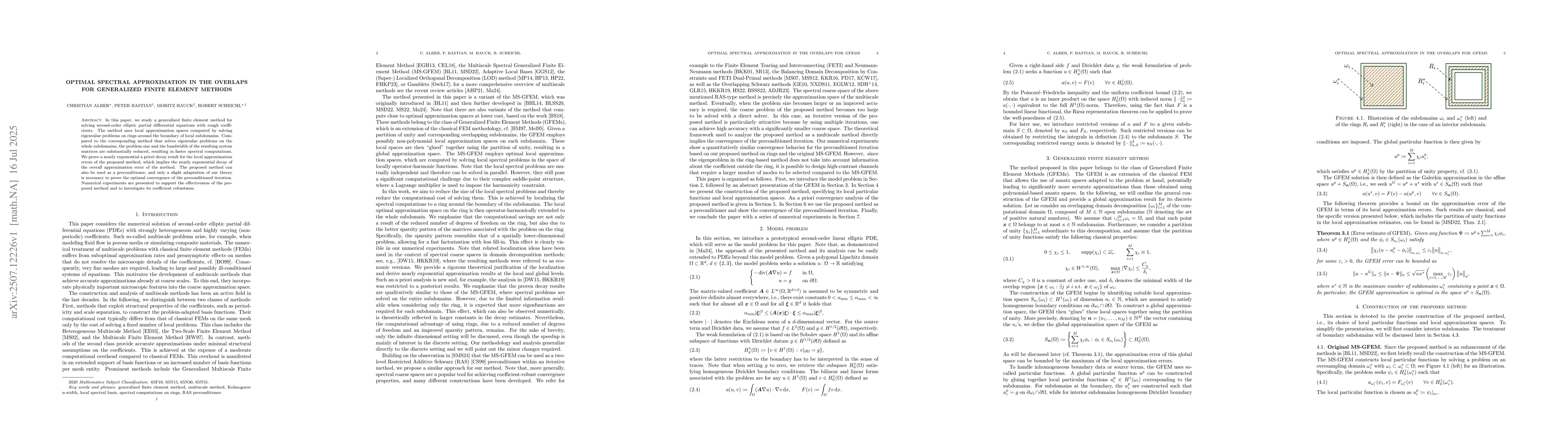 Thumbnail for Optimal Spectral Approximation in the Overlaps for Generalized Finite
  Element Methods