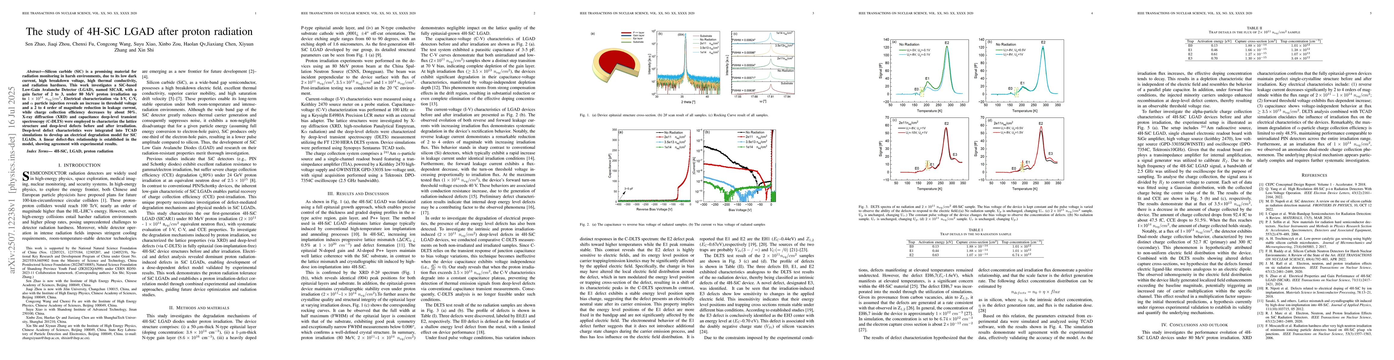Thumbnail for The study of 4H-SiC LGAD after proton radiation