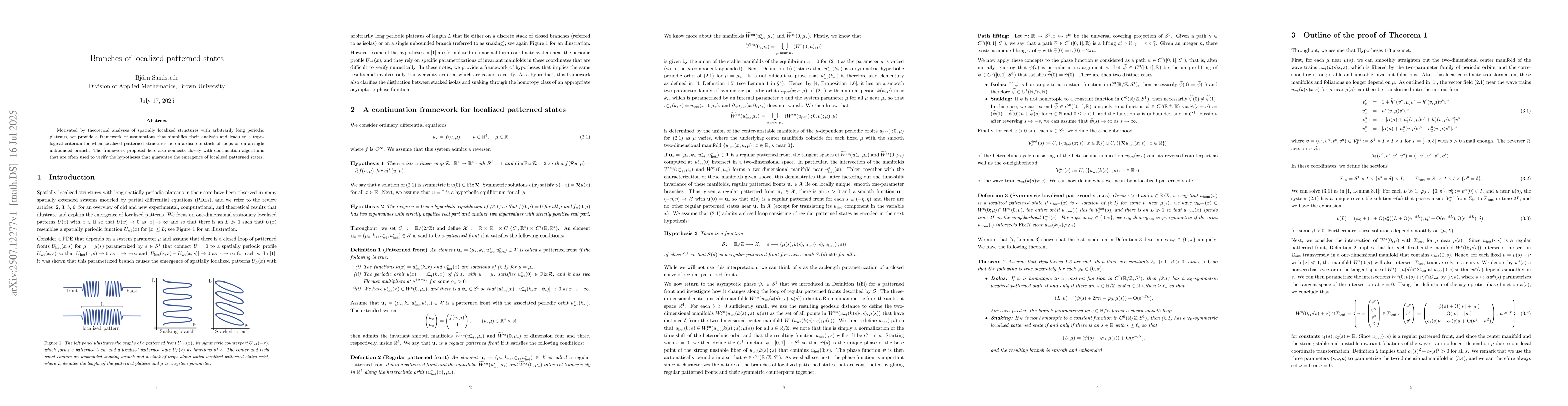 Thumbnail for Branches of localized patterned states