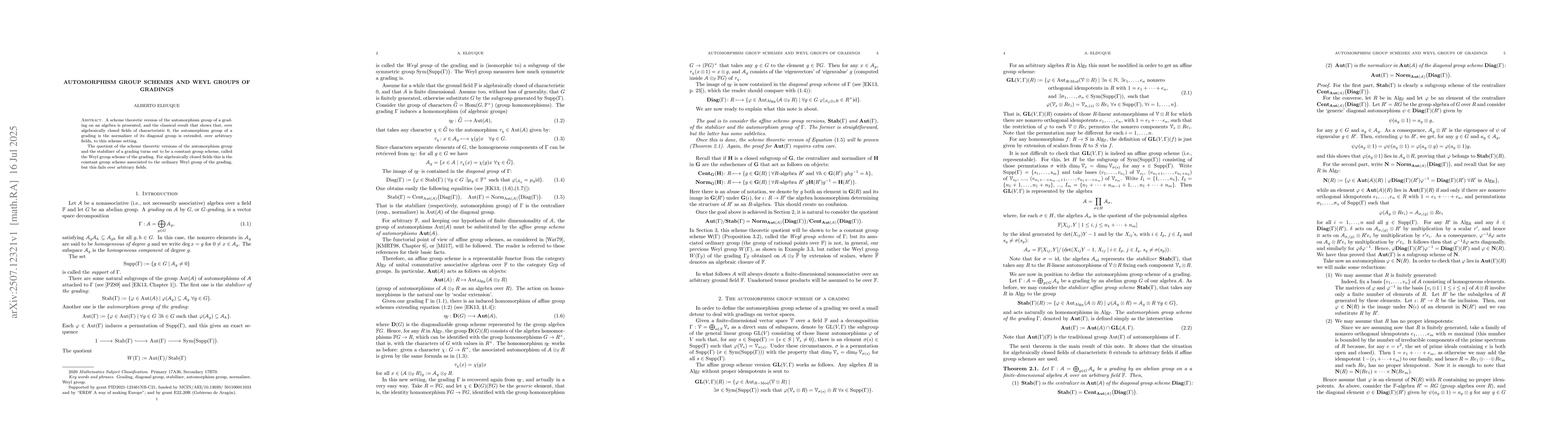 Thumbnail for Automorphism group schemes and Weyl groups of gradings