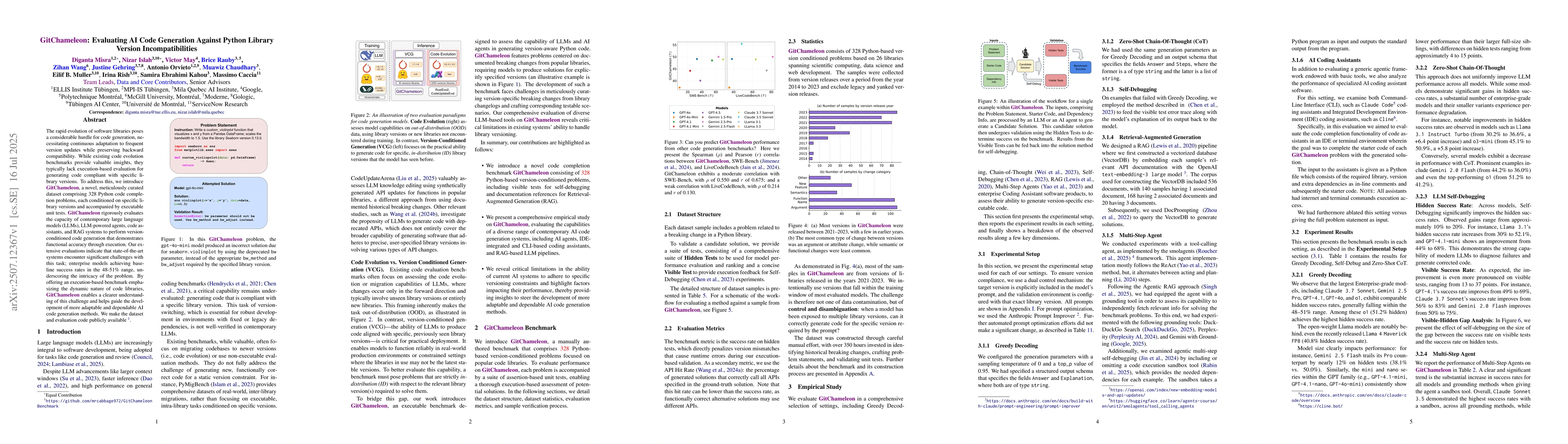 Thumbnail for GitChameleon: Evaluating AI Code Generation Against Python Library
  Version Incompatibilities