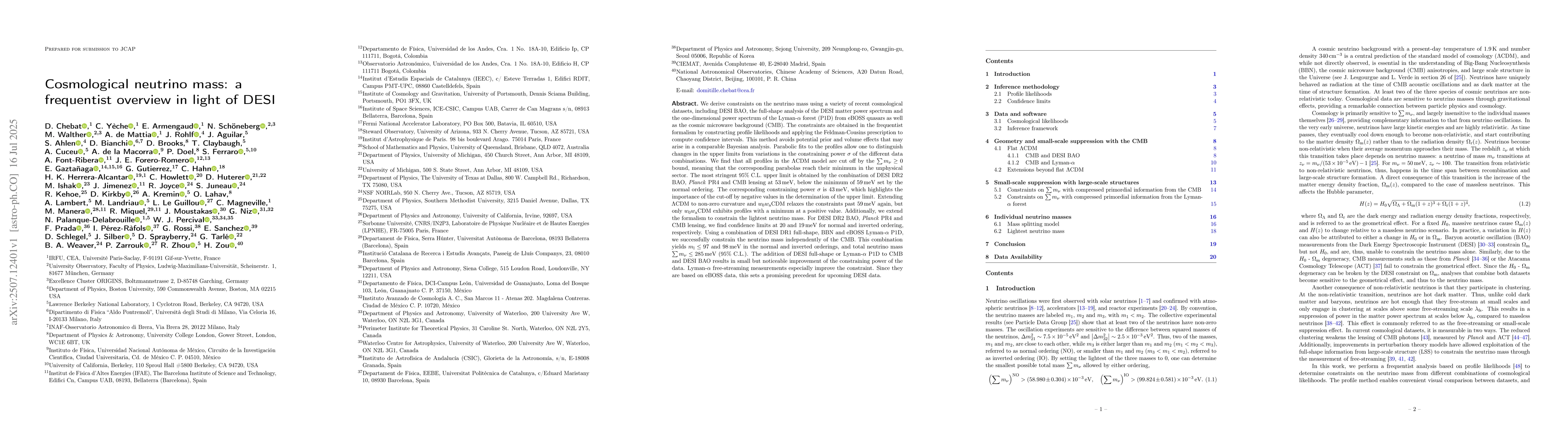 Thumbnail for Cosmological neutrino mass: a frequentist overview in light of DESI