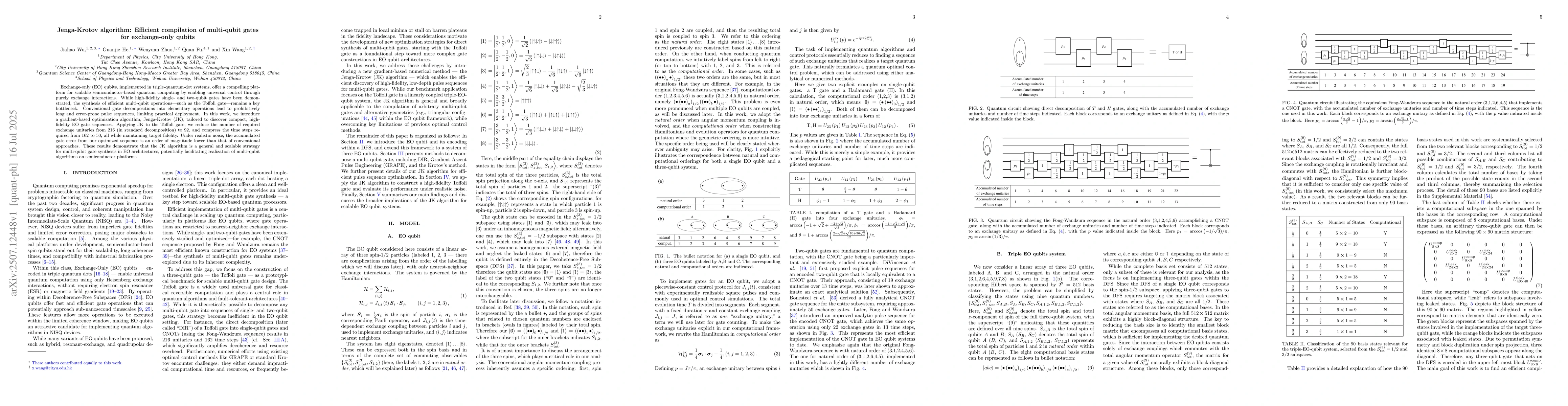 Thumbnail for Jenga-Krotov algorithm: Efficient compilation of multi-qubit gates for
  exchange-only qubits