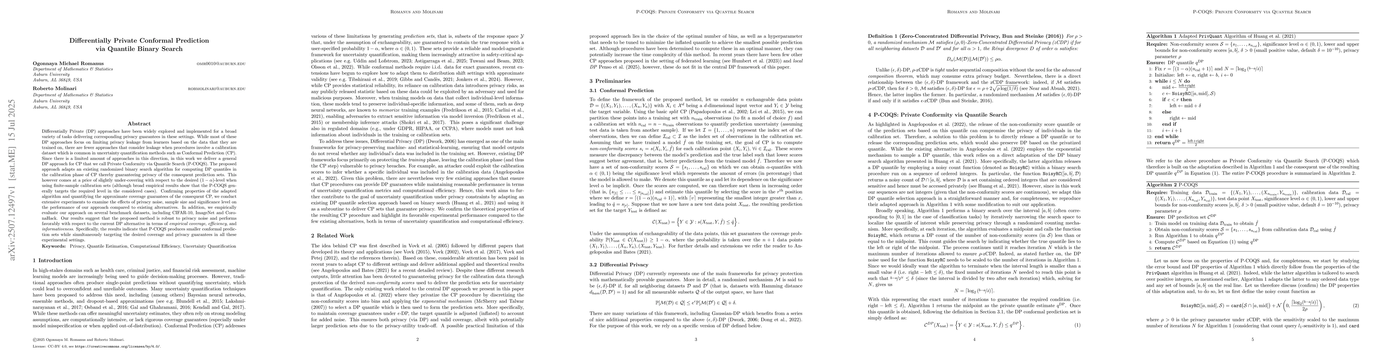 Thumbnail for Differentially Private Conformal Prediction via Quantile Binary Search