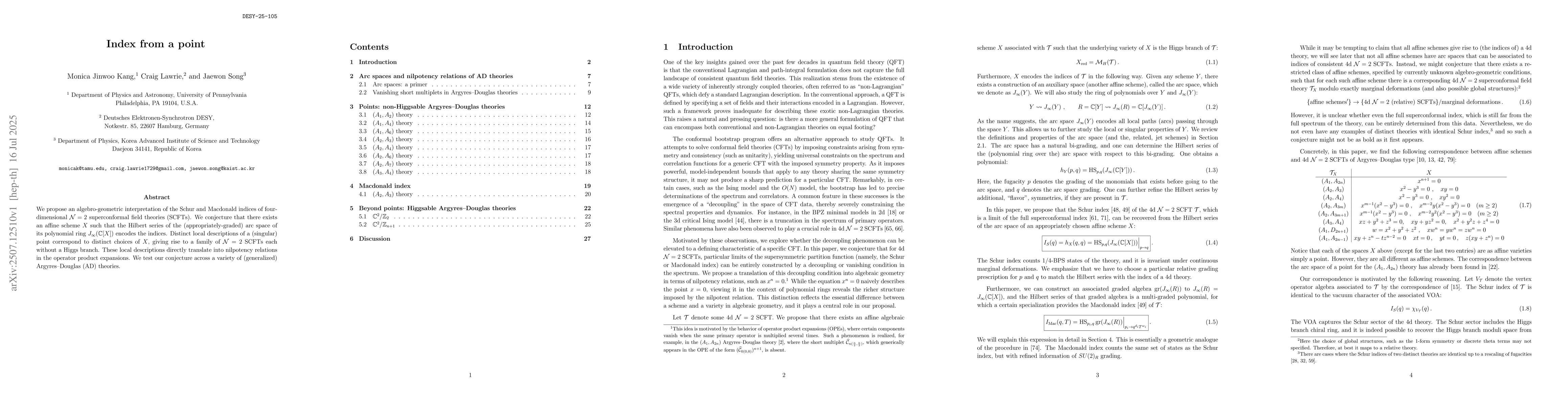 Thumbnail for Index from a point