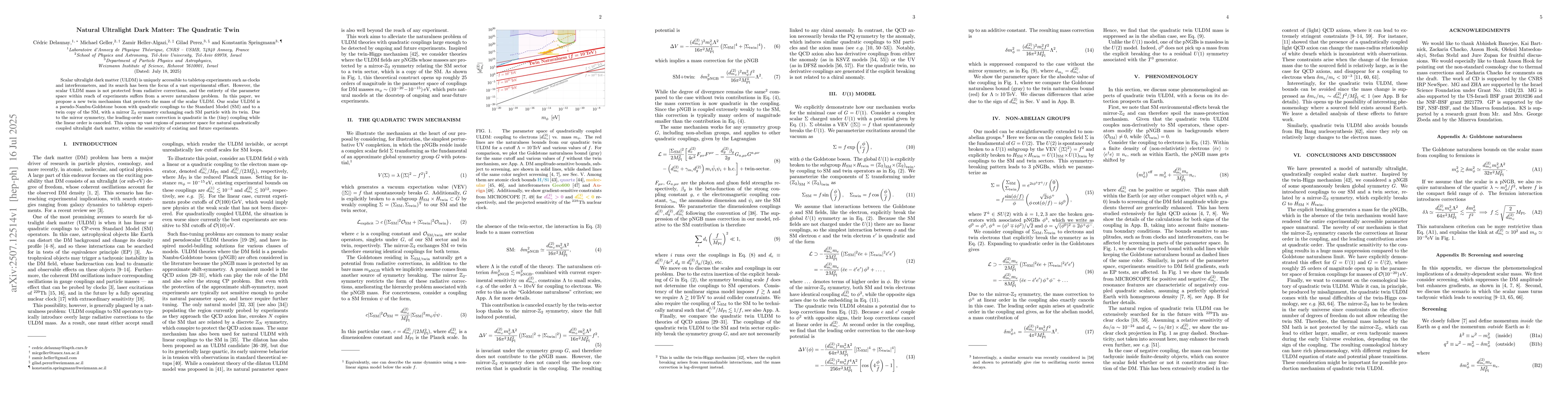 Thumbnail for Natural Ultralight Dark Matter: The Quadratic Twin