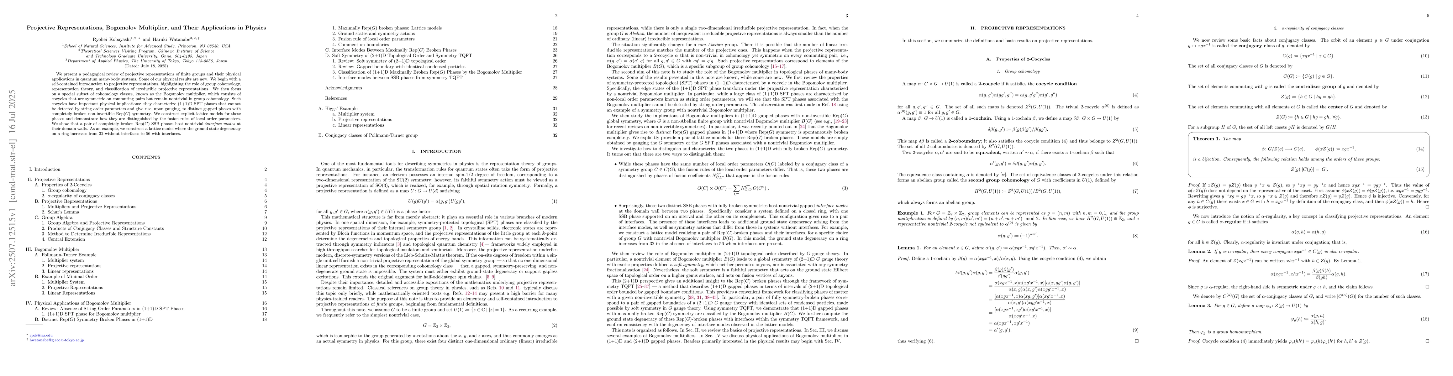 Thumbnail for Projective Representations, Bogomolov Multiplier, and Their Applications
  in Physics
