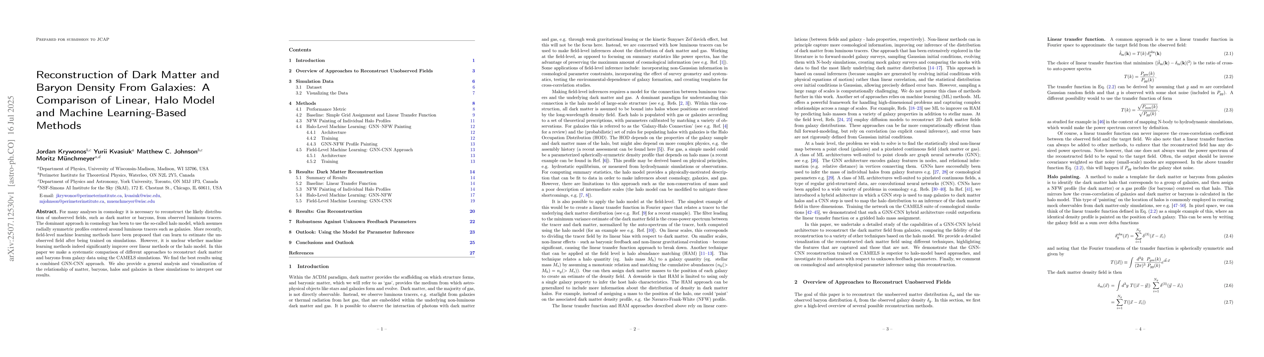 Thumbnail for Reconstruction of Dark Matter and Baryon Density From Galaxies: A
  Comparison of Linear, Halo Model and Machine Learning-Based Methods