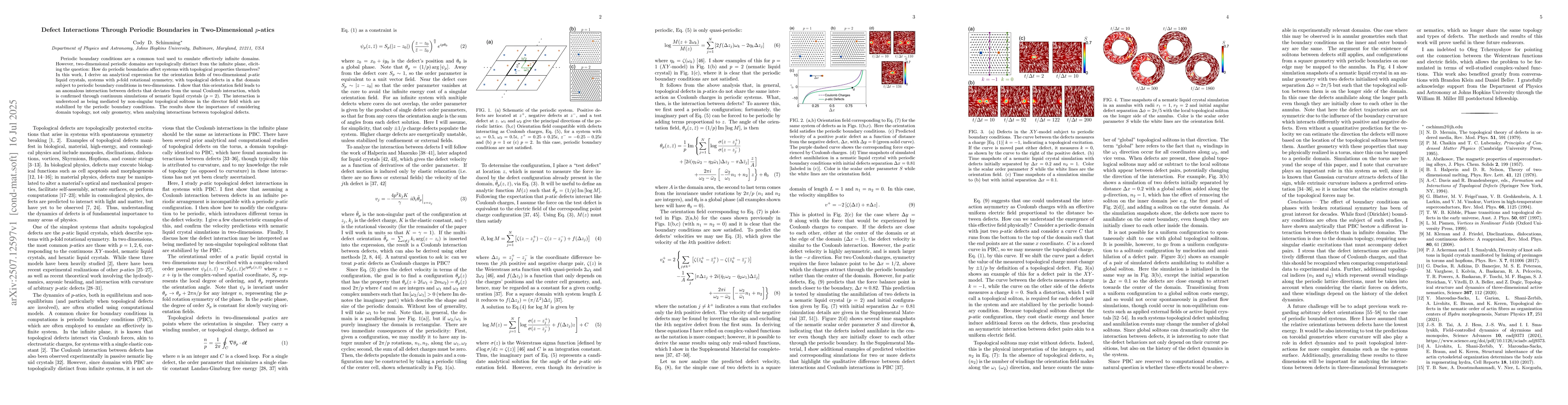 Thumbnail for Defect Interactions Through Periodic Boundaries in Two-Dimensional
  $p$-atics