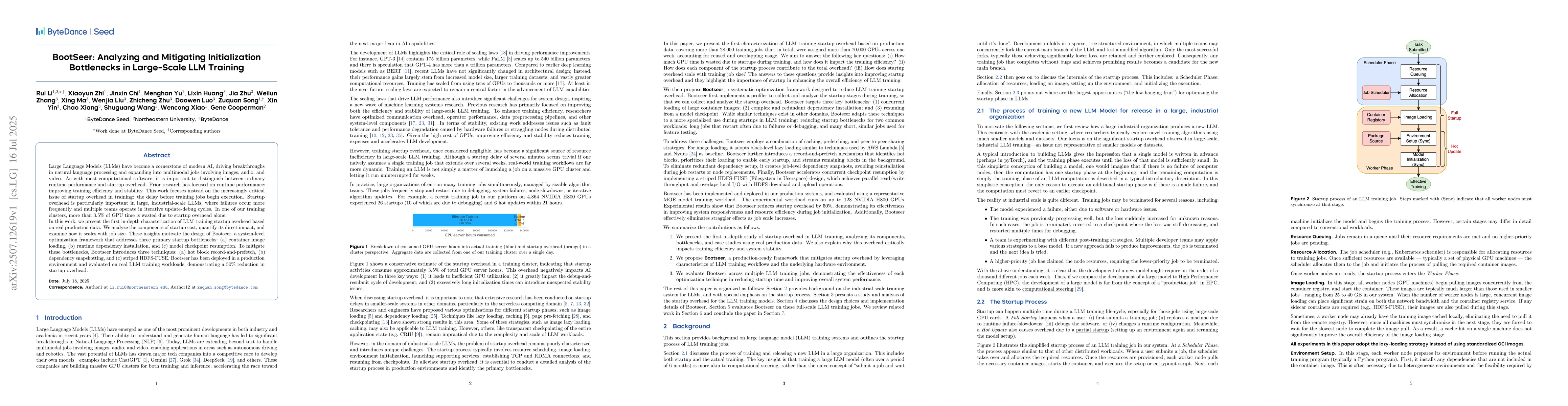 Thumbnail for BootSeer: Analyzing and Mitigating Initialization Bottlenecks in
  Large-Scale LLM Training