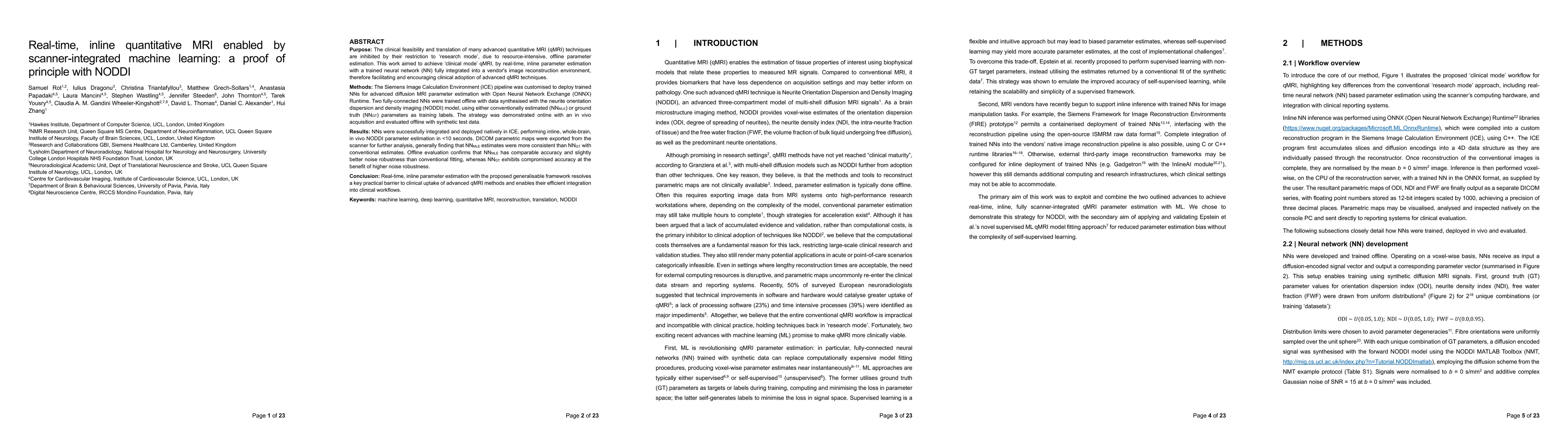 Thumbnail for Real-time, inline quantitative MRI enabled by scanner-integrated machine
  learning: a proof of principle with NODDI