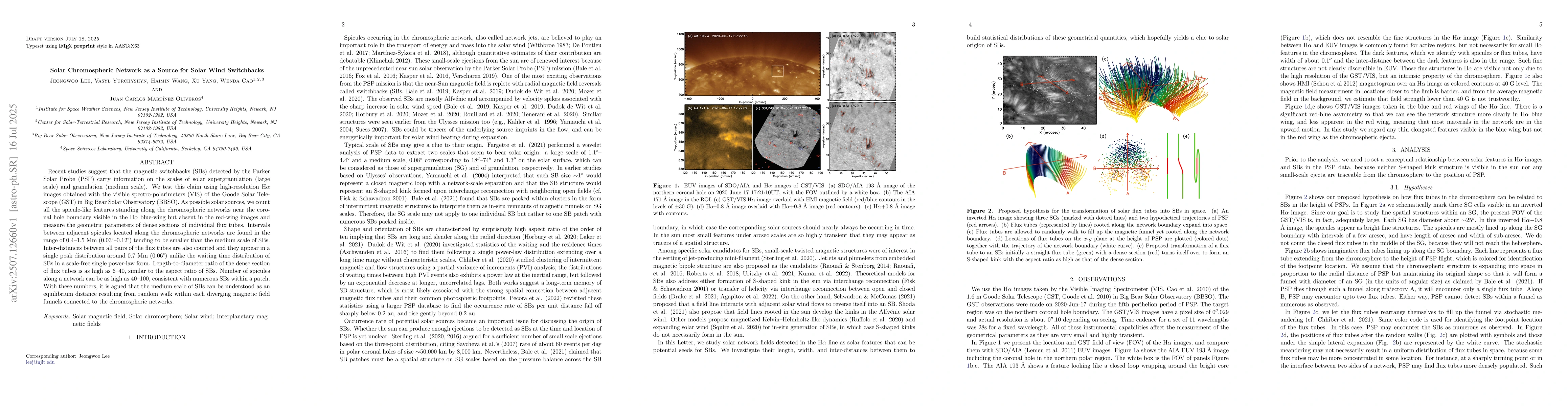 Thumbnail for Solar Chromospheric Network as a Source for Solar Wind Switchbacks