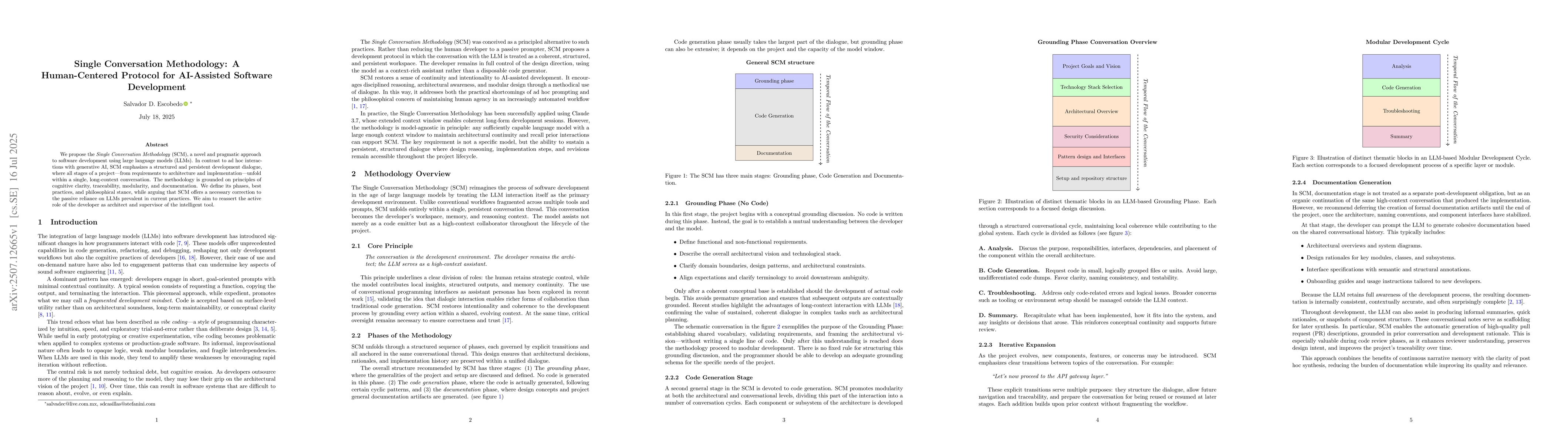 Thumbnail for Single Conversation Methodology: A Human-Centered Protocol for
  AI-Assisted Software Development