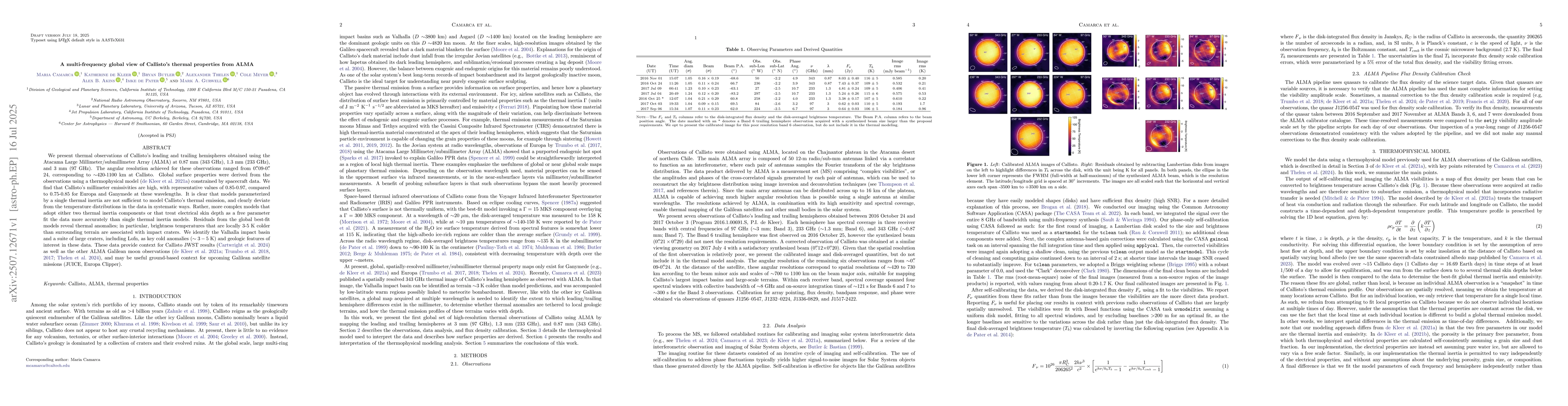 Thumbnail for A multi-frequency global view of Callisto's thermal properties from ALMA