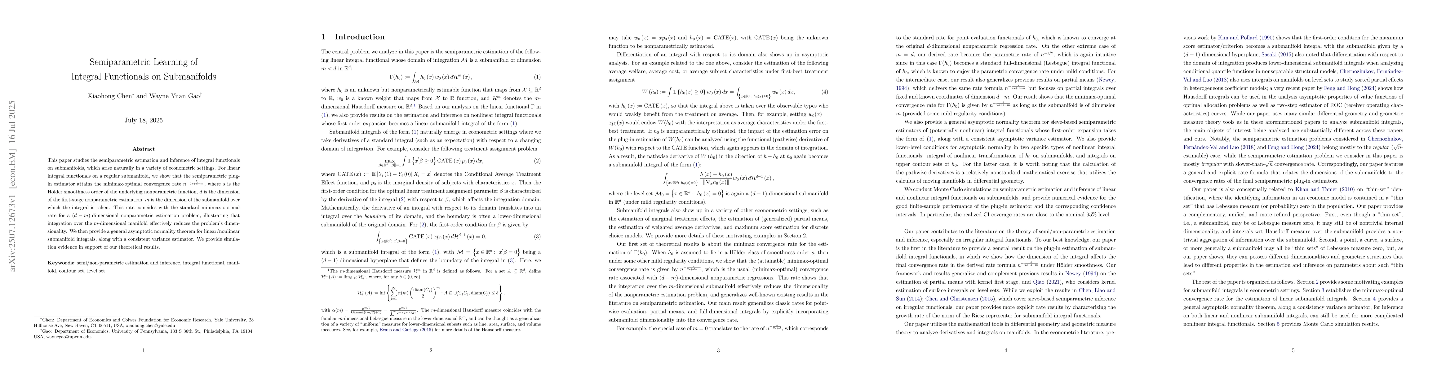 Thumbnail for Semiparametric Learning of Integral Functionals on Submanifolds