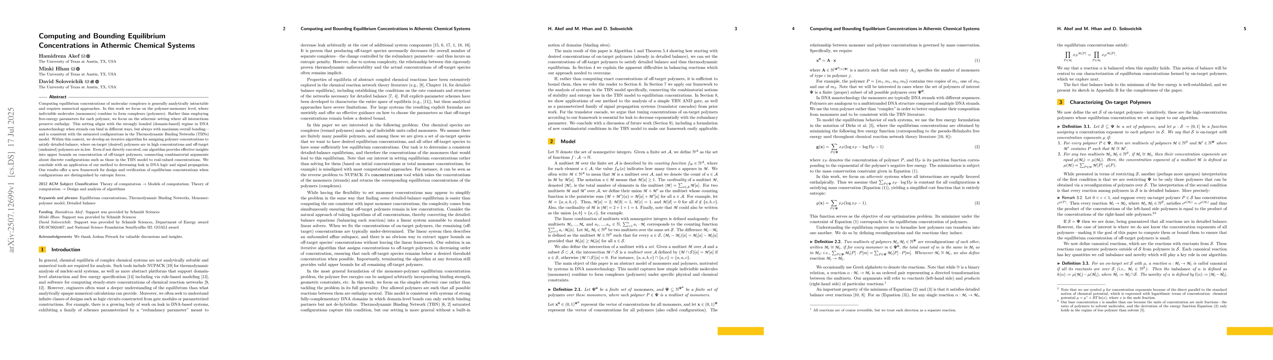 Thumbnail for Computing and Bounding Equilibrium Concentrations in Athermic Chemical
  Systems