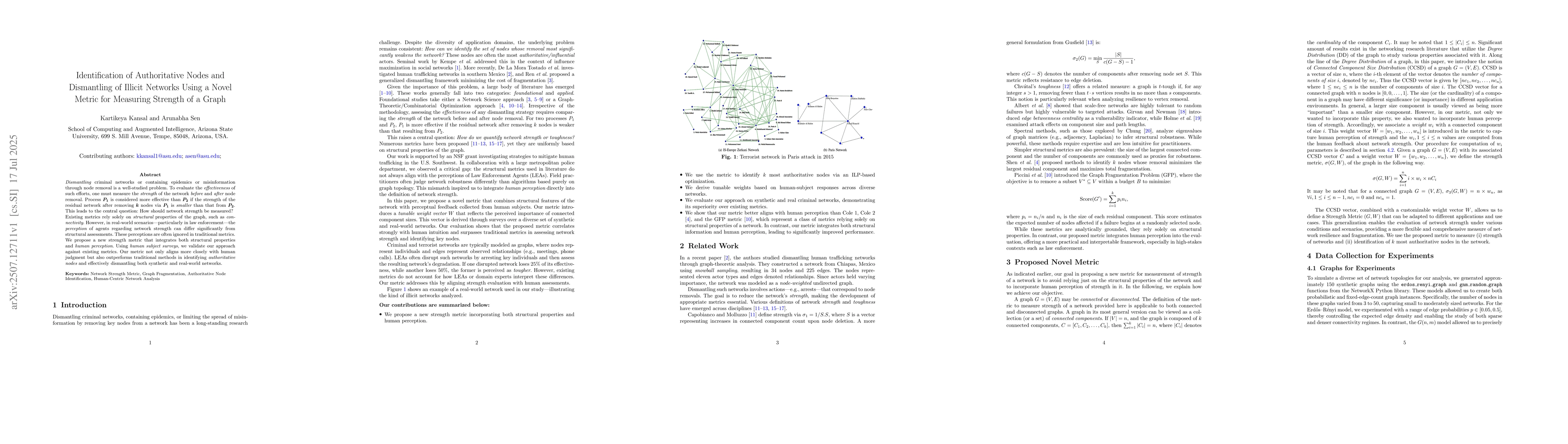 Thumbnail for Identification of Authoritative Nodes and Dismantling of Illicit
  Networks Using a Novel Metric for Measuring Strength of a Graph